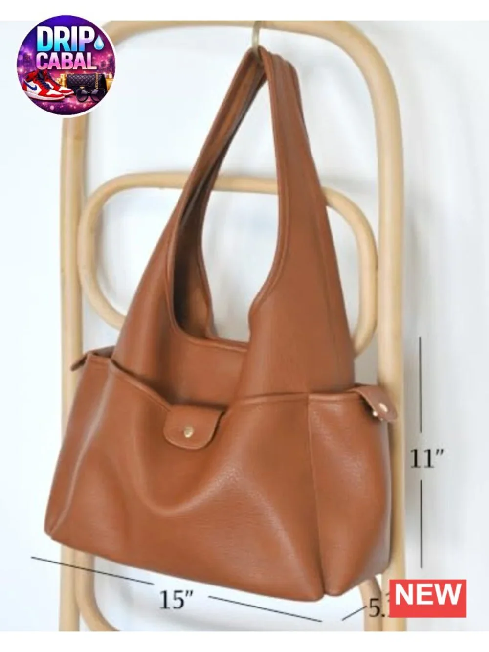 Soft Faux Leather Hobo Bag Women Multi-Pocket Shoulder Purse Magnetic Closure